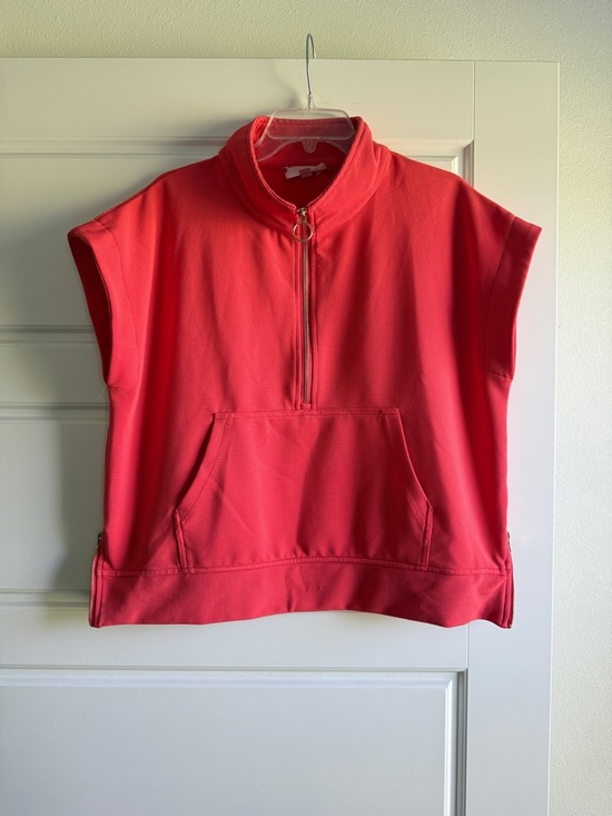 entro Tops - Entro Watermelon Half Zip Funnel Neck Sleeveless Pullover